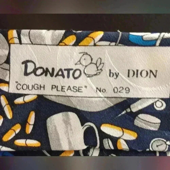 Donato By Dion Cough Please No  029 Men Dress Tie Doctor Medicine 100% Silk - Picture 4 of 6